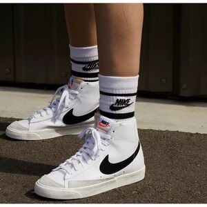 New Nike Blazer Mid 77 Vintage White Black Mens 7.5 Highā Top Sneakers